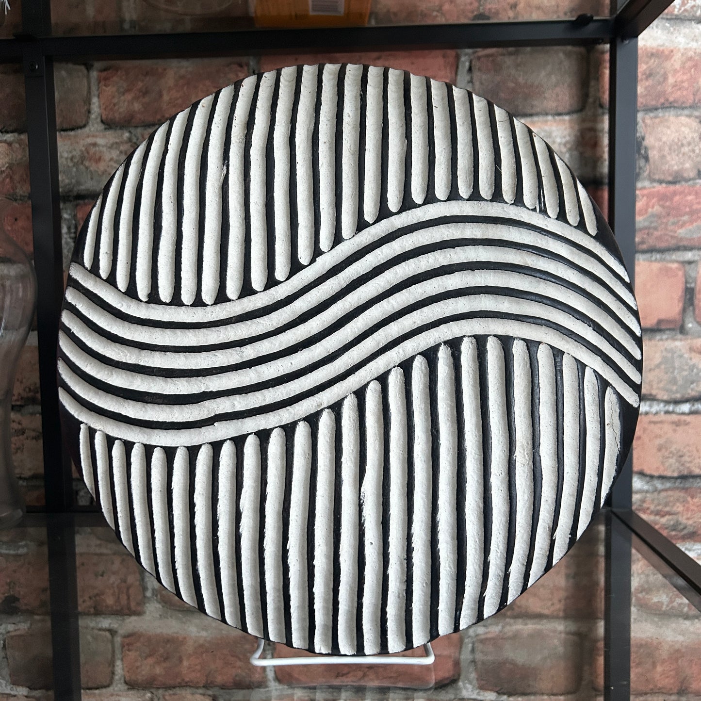 Bamileke shields from Cameroon for wall decor, minimalist geometric design in black and white
