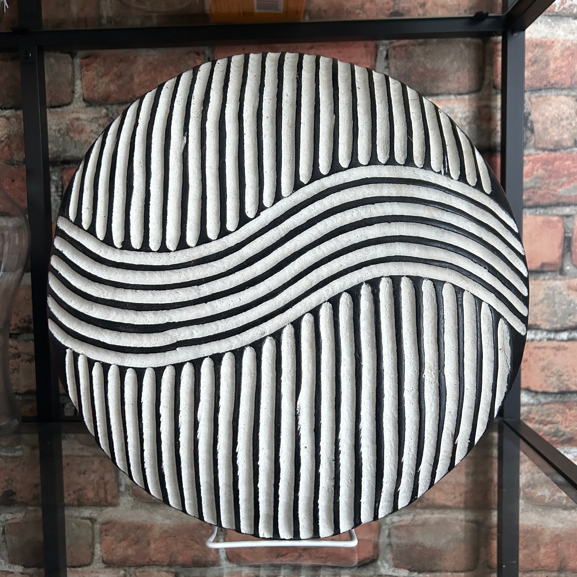 Bamileke shields from Cameroon for wall decor, minimalist geometric design in black and white
