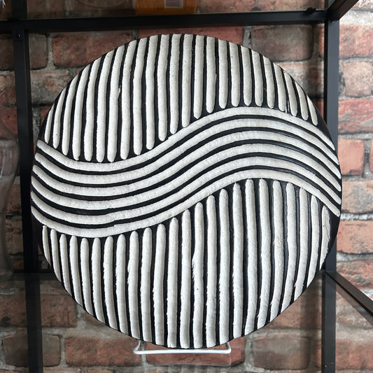 Bamileke shields from Cameroon for wall decor, minimalist geometric design in black and white