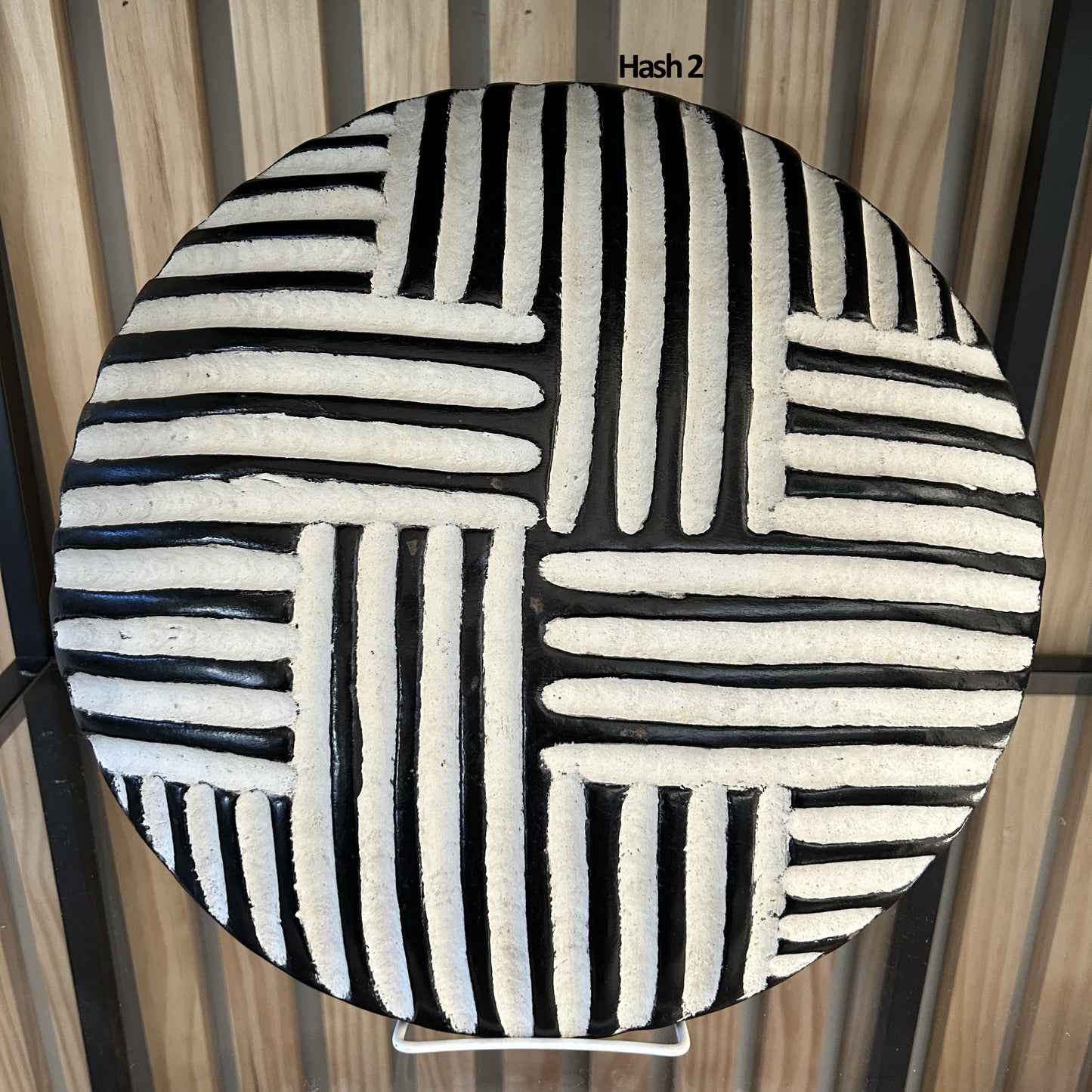 Bamileke shields from Cameroon for wall decor, minimalist geometric design in black and white