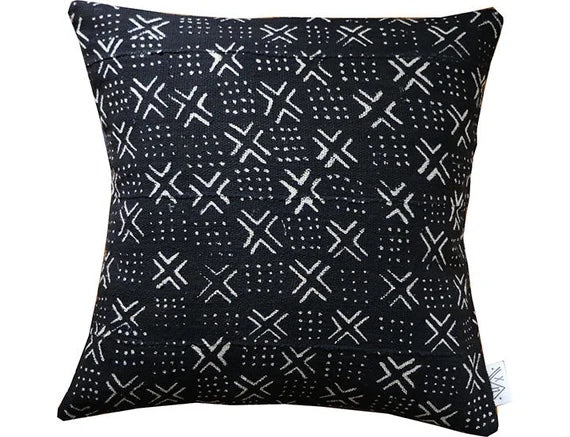 White + Black Domino Mudcloth Pillow Covers