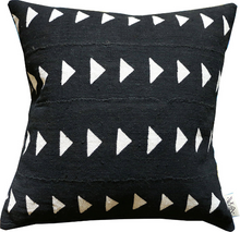 Load image into Gallery viewer, Handcrafted African mudcloth pillows with geometric designs. Modern pillows made in USA, designed in Mali.
