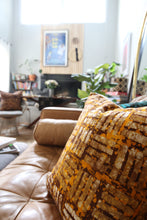 Load image into Gallery viewer, Batik and mudcloth textile home goods in modern Boho home, pillows made in Tanzania. African art.
