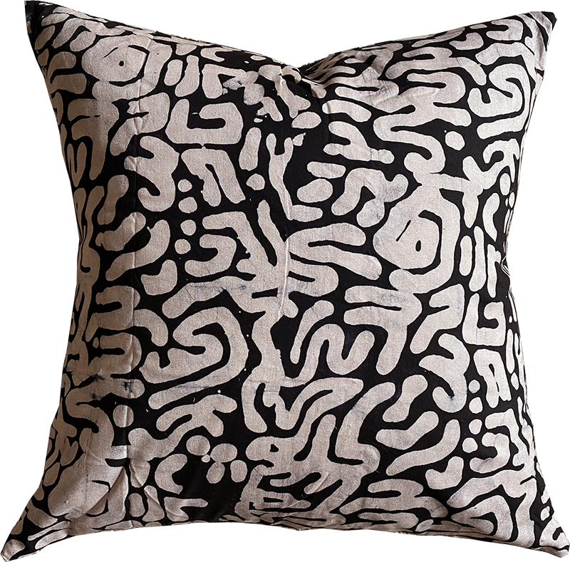 Modern, Batik textile home goods, pillow made in Ghana