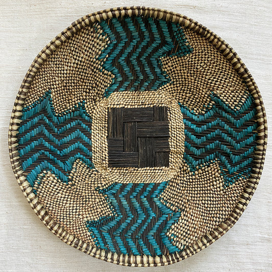 Tonga and Binga Basket from Zambia and Zimbabwe - Turquoise