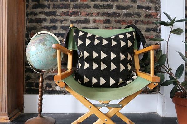 Handcrafted African mudcloth pillows with geometric designs. Modern pillows made in USA, designed in Mali.