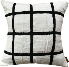 Load image into Gallery viewer, Handpainted white mudcloth pillows with minimalist design. Made in USA, designed in Mali.
