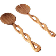 Load image into Gallery viewer, Fair Trade home goods, Sustainable African salad servers for housewarming and wedding registry gifts. Handcarved olivewood.
