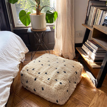 Load image into Gallery viewer, Berber Moroccan Pouf - Black and White Polka Dots
