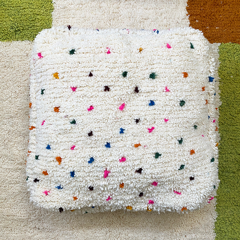 Berber Moroccan Pouf - Rainbow Dots