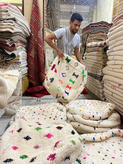 Berber Moroccan Pouf - Ivory