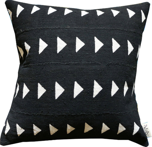 Handcrafted African mudcloth pillows with geometric designs. Modern pillows made in USA, designed in Mali.