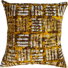 Load image into Gallery viewer, Ochre sienna batik pillow with minimalist design made in Tanzania. African home textiles and goods.

