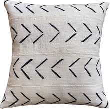 Load image into Gallery viewer, Handcrafted white mudcloth pillow with geometric designs, made in USA, designed in Mali
