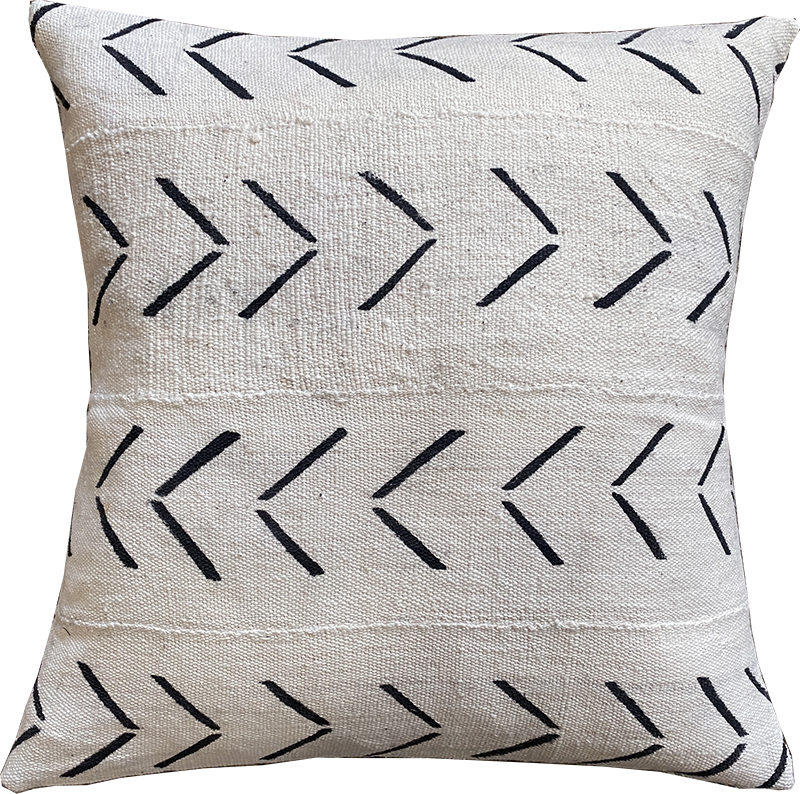 White mudcloth outlet pillow